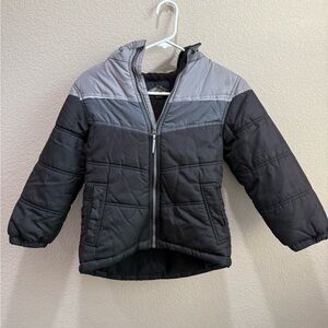 Kids Pacific Trail Black and Gray Hooded Puffer Jacket